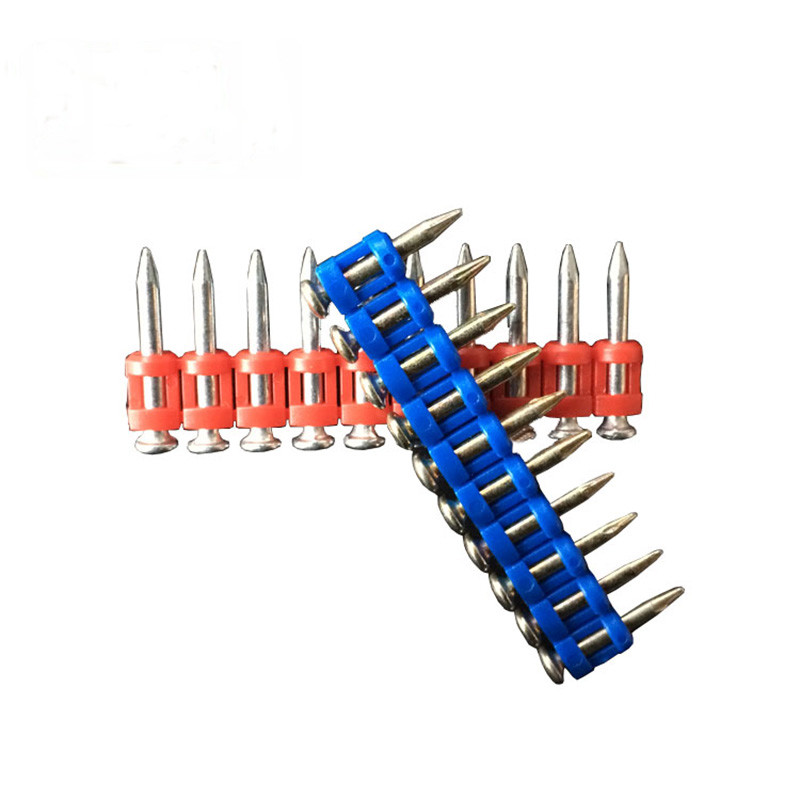Red Plastic Strip Smooth Shank Galvanized 2.7*27mm Concrete Nails