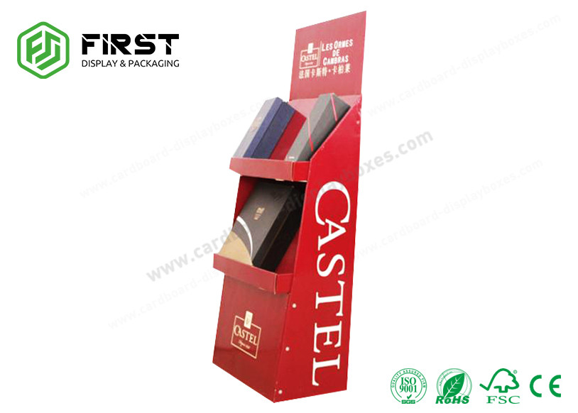 POP Carton Floor Stand Retail Foldable Corrugated Cardboard Display Rack Custom Logo Printing
