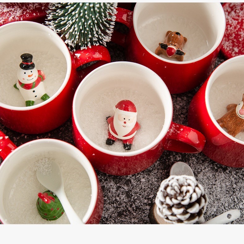 Cartoon 350CC 3 Dimensional Glazed Pottery Mugs