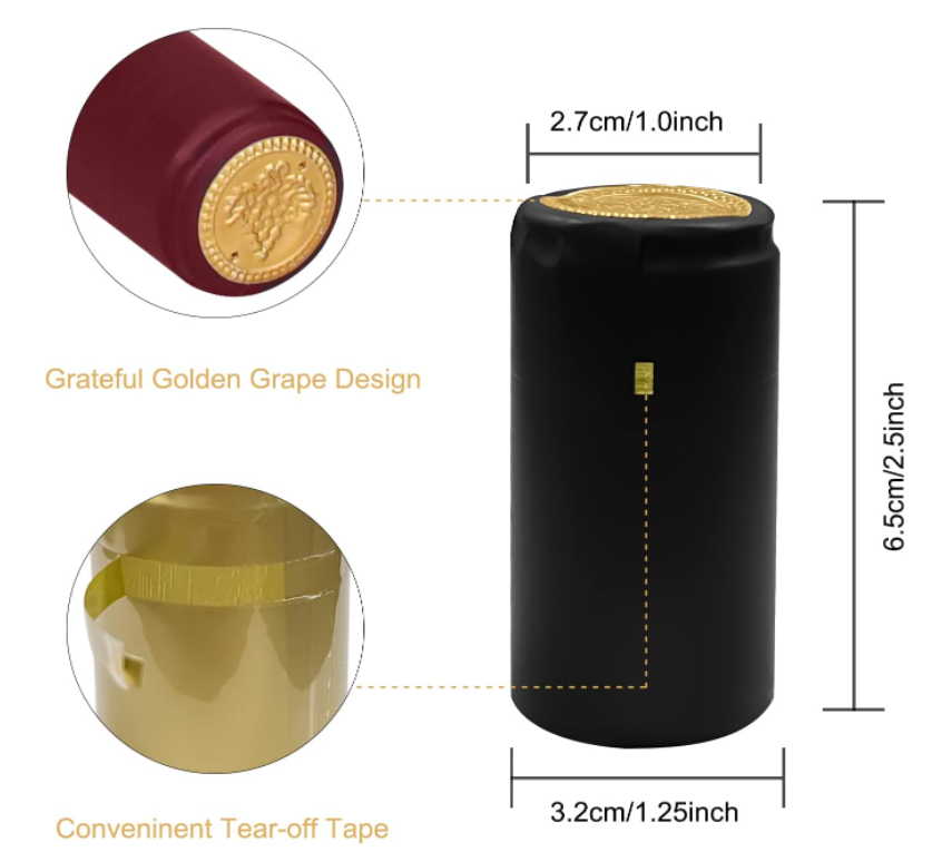Custom Non Spill Wine Bottle Shrink Wrap With PVC Heat Shrink Capsules