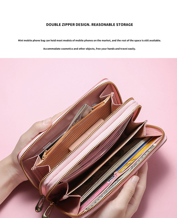 2021 Female Luxury Purses Leather Women Wallets Long Zipper Wallet Ladies Clutch Bag