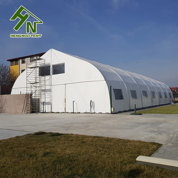 TFS Style Aluminum Frame PVC Opaque Fabric Curved Canopy Tennis Court Tent