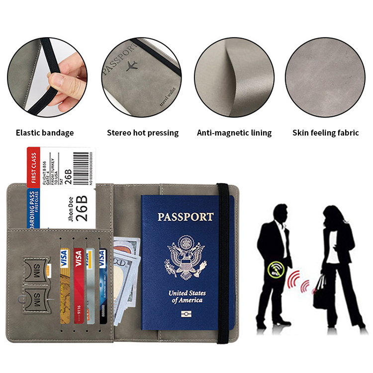 Custom Logo Avaliable Durable Eco Friendly Passport Holder with Sim Pocket Band Strap