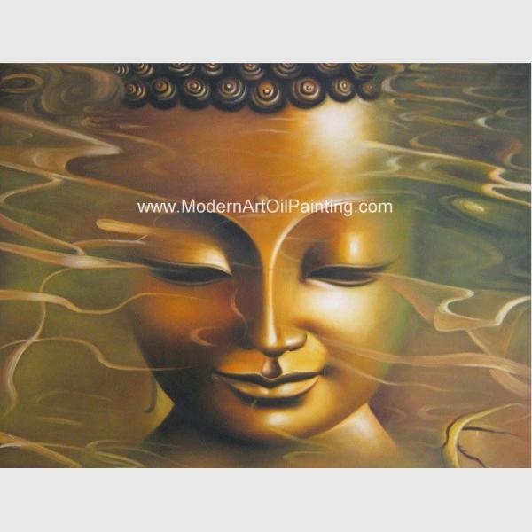 Thai Oil Painting, Modern Buddha Statue Oil Painting , Handmade Abstract Canvas