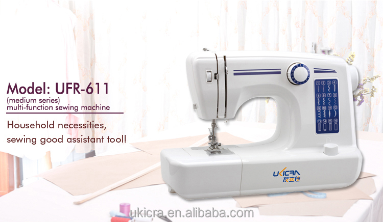 Manual Feed Mechanism Mini Household Sewing Machine UFR-611 with Flat-Bed Configuration
