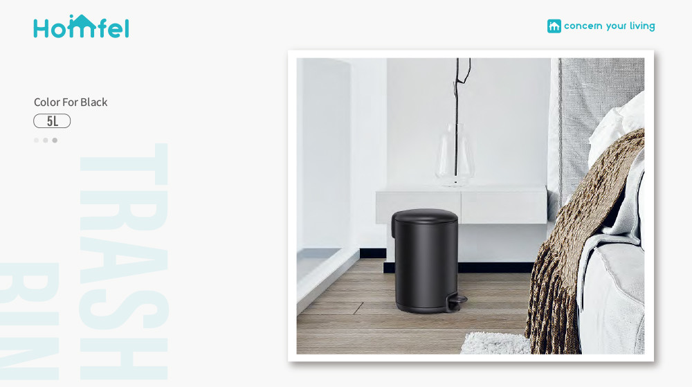 Pedal Stainless Steel Trash Can 3L 5L 12L 20L 30L for Home Bathroom Kitchen
