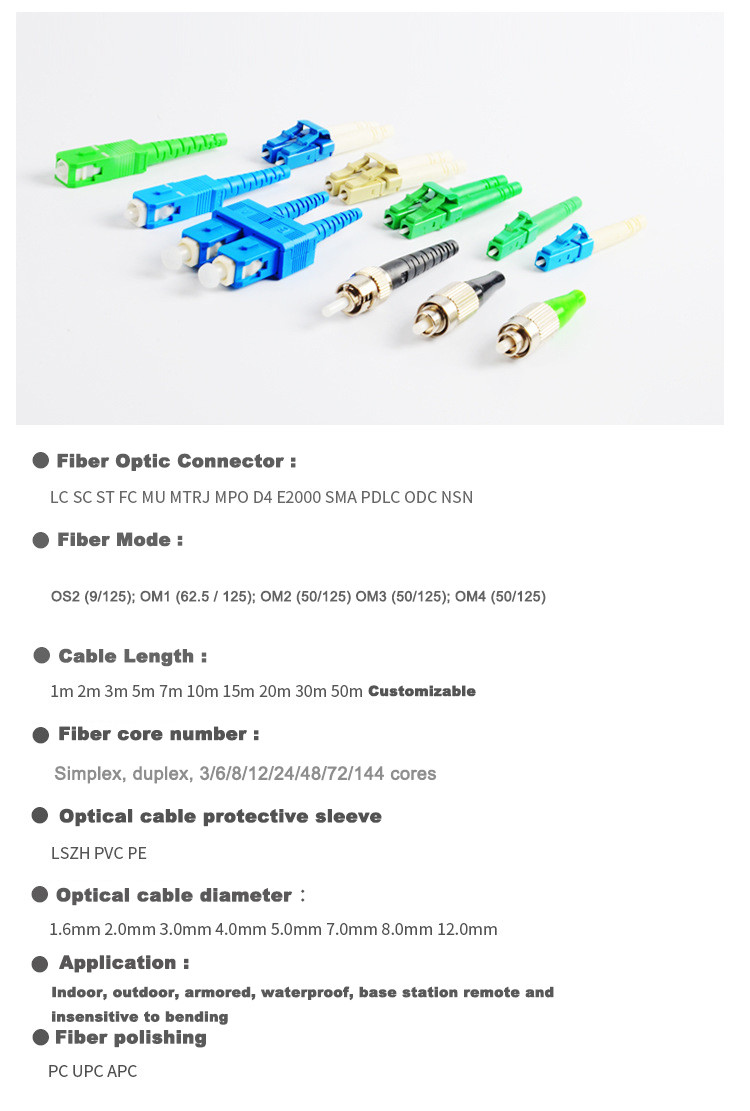 4 Core Sc Lc Fiber Patch Cord Armoured Multi Mode OM3 PVC LSZH 3.0mm