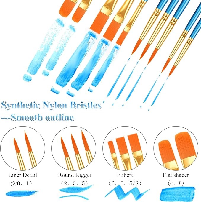 Wooden Handle 100 Packs 10 Pcs Artist Brushes Set For Acrylic And Oil Painting