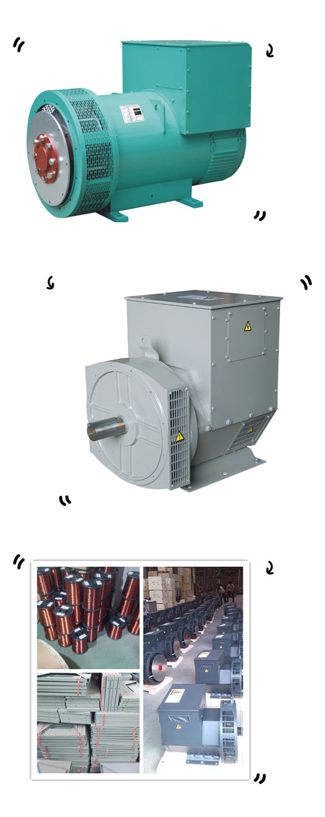 Double Bearing 150KVA Brushless Alternator , Brushless AC Alternator