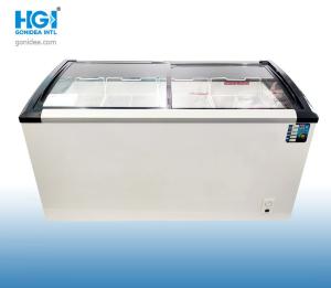 China R290 Ice Cream Sliding Glass Top Chest Freezer 358 Liter Manual Defrost wholesale