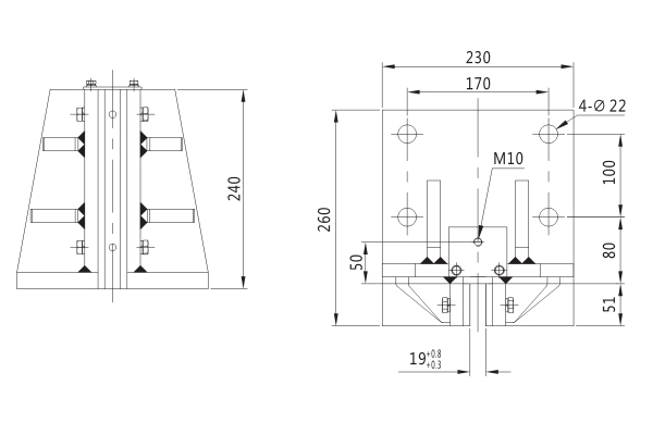 ISO9001 Elevator Door Guide Rail Shoes 19mm For Elevator Parts