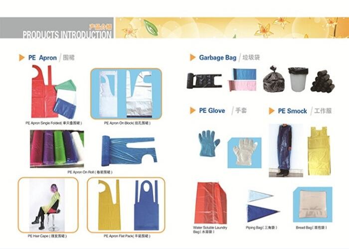 Blocked Disposable PE Aprons with plastic card CE Certificate Contact With Food
