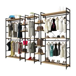 China Commercial Metal Display Fixture Heavy Duty Retail Shelving Apparel Rack Display Clothes Rail wholesale