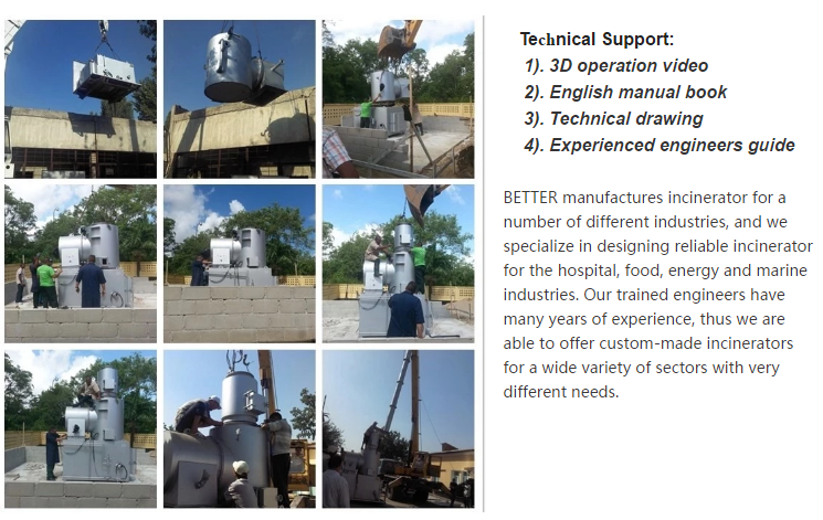 Customized Color Low Operating Costs Incinerators For Industry Solid Waste Treatment