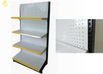 0.6mm Thickness Punched Supermarket Gondola Shelving , Steel Gondola Shelving