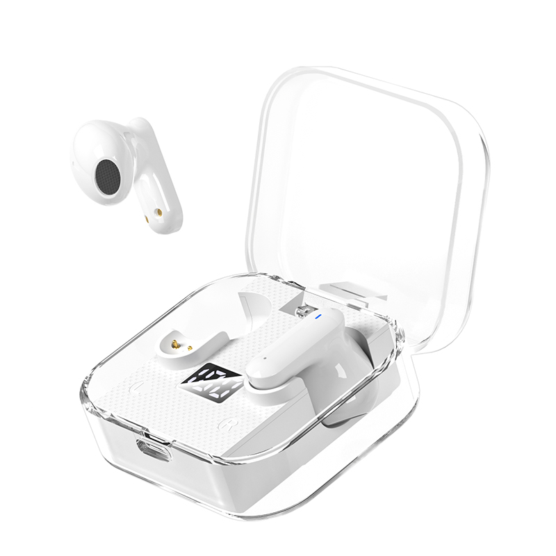 Wireless Music Gaming Headset with Digital Display and Transparent Case Low Latency 2024