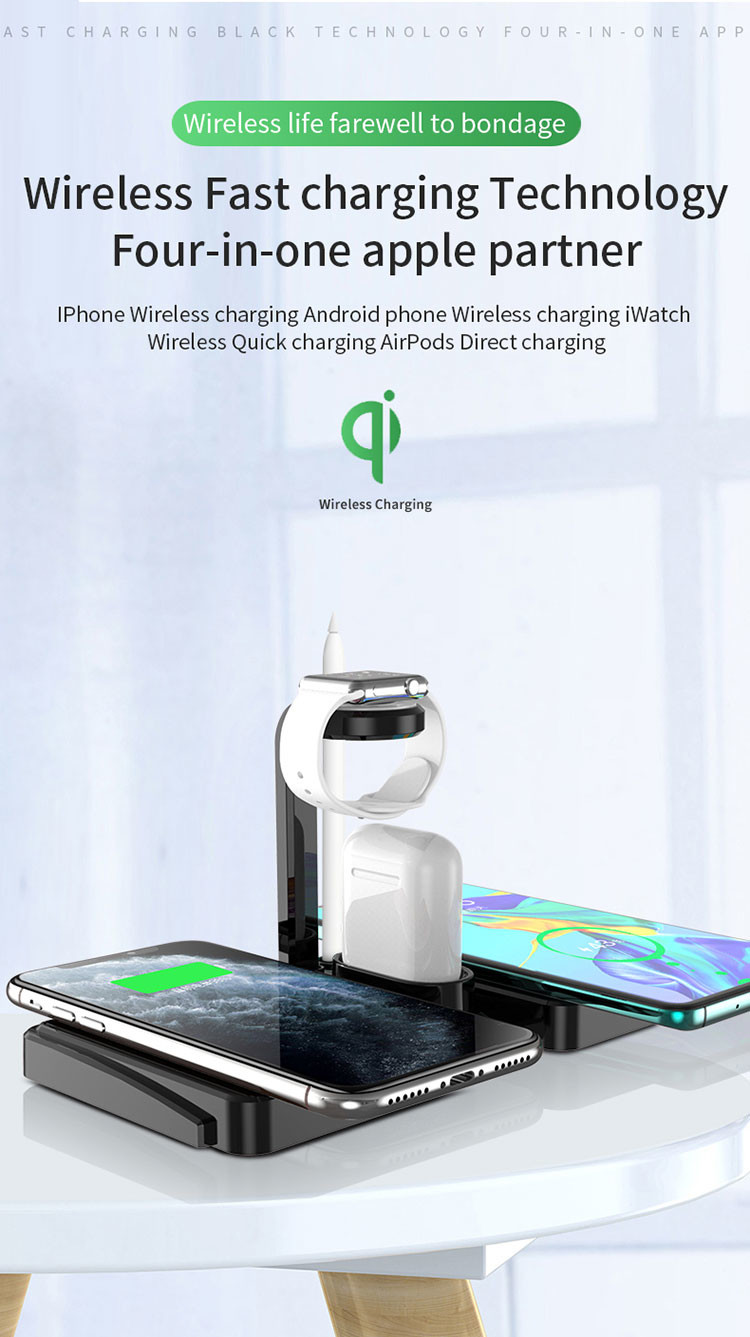 6in1 Multi Function Pen Holder Wireless Charger Fast Charging For Apple