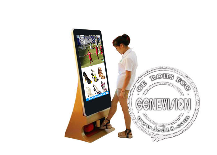 55inch Smart Touch Kiosk with Shoes Cleaner Interactive Android Advertising Standee with remote managing Software