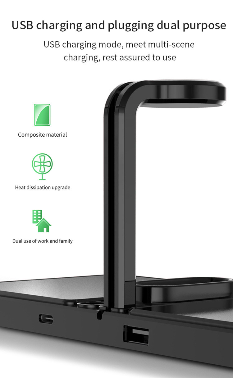 6in1 Multi Function Pen Holder Wireless Charger Fast Charging For Apple