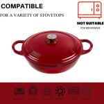 Red Enamel Cast Iron Shallow Casserole With Silicone Cutlery Sets