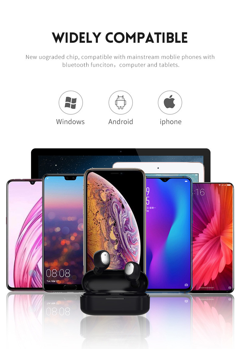 Q2 Blue tooth in-Ear Headset Earbud V5.0 Noise Cancelling Invisible Outdoor Sports TWS Earphone Headphone for Cell Phone