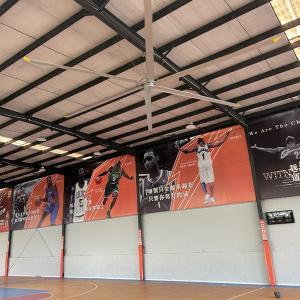China 24FT PMSM Brushless Motor HVLS Industrial Ceiling Fan for Basketball Courts Restaurants Farms wholesale