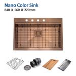 84x56 Coloured Stainless Steel Sink Copper Brushed Topmount 33 Inch 1 Bowl