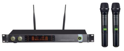 970 pro wireless microphone system UHF IR selectable PLL 2 MIC headset lavalier lapel LCD
