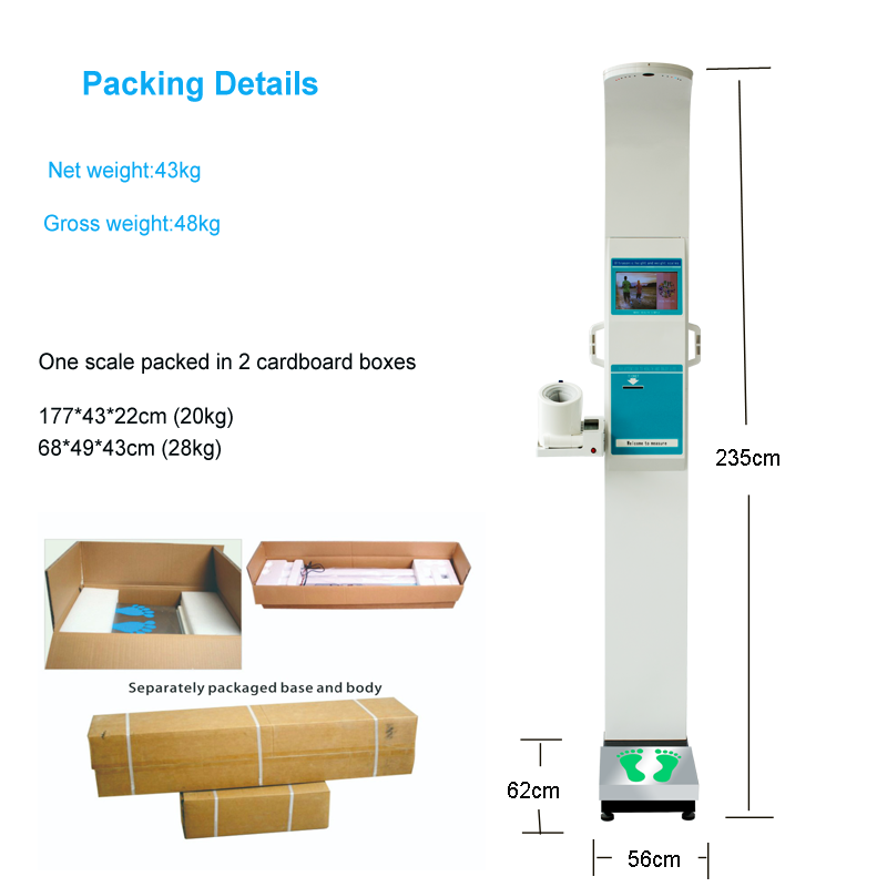 Physical Examination Kiosk Machine for Height Weight Blood Pressure Body