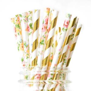 China Customer Printed Paper Party Straws 0.25 Inches Diameter Durable Reusable wholesale