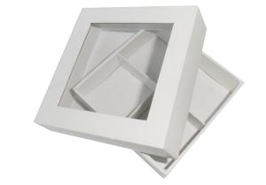 China 2mm White Cardboard Gift Boxes OPP Christmas Cosmetic Packaging Small Flat wholesale