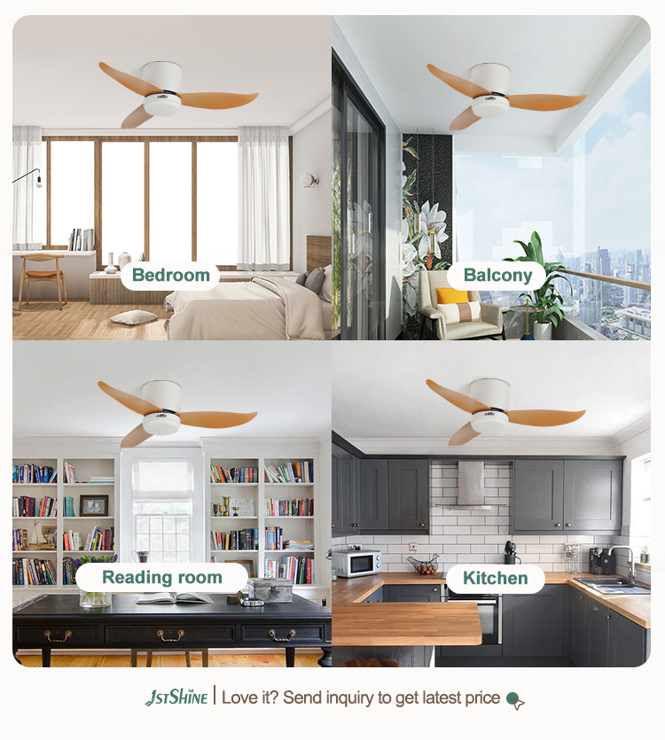 Metal Lamp Body 36 Inch LED Ceiling Fan with Remote Control and 3 Color Lighting