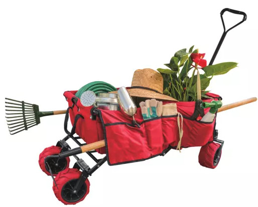 80KG Large Capacity Collapsible Beach Wagon 8" PVC Wheel Rotates 360 Degree