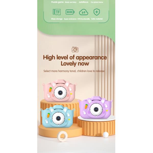X11S Mini Dual Lens Kids Camera 1080P Bunny Cartoon Children Camera Adorable Toy Kids Selfie Digital Camera As Gift Prize
