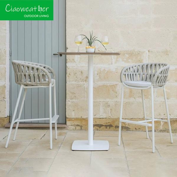 Outdoor Furniture Home Bar Modern Geometric Design Bar Stool with Cushion and