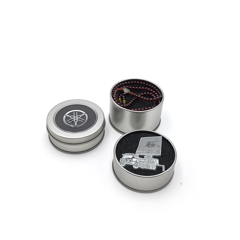 Cylinder Rustproof Printed Tin Boxes Multipurpose With PVC Window