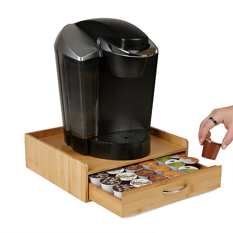 Sustainable Bamboo Coffee Capsule Tea Storage Boxes with Drawer Eco-Friendly Choice