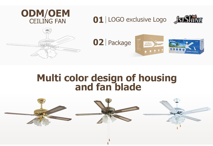 Fancy Luxury 52 Inches Ceiling Fan with 4 MDF Blades and 4 Light Kits in Gold Finish