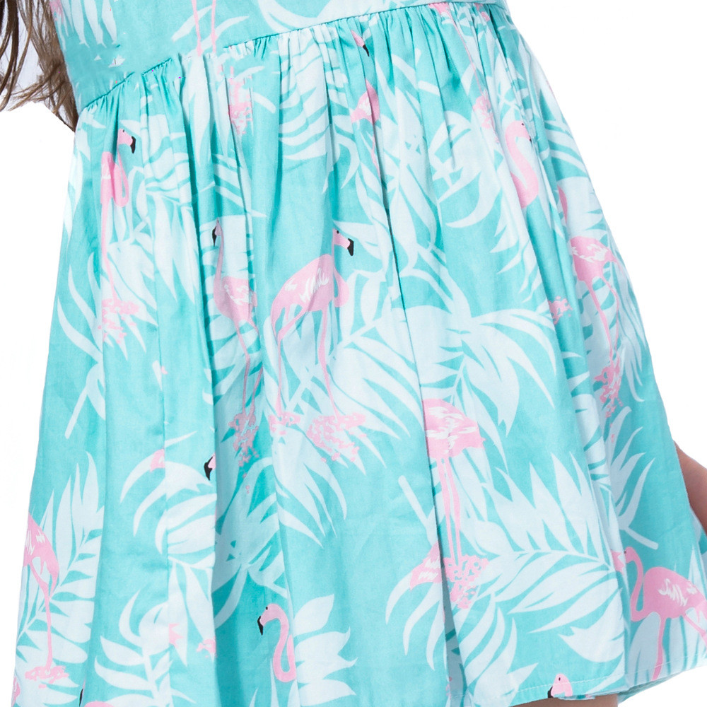 Summer Girls Children'S Casual Dress Sleeveless Flamingo Printed