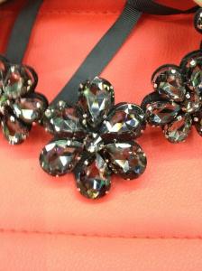 China Sensational Crystal Flower Necklace / Black Statement Necklace Crystal Beading wholesale