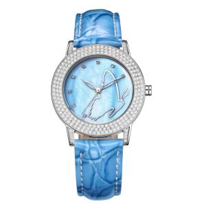 China 3ATM Blue Custom Full Diamond Women Watch wholesale