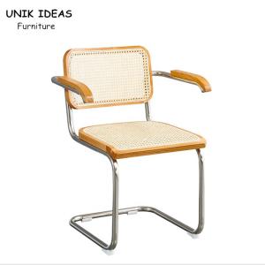 China Restaurant Cafe Furniture Natural Rattan Armchair Nordic Dining Chair 83cm Height wholesale