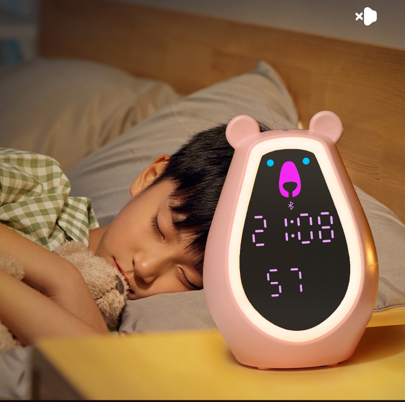Adjustable Brightness Night Light Voice-Activated Alarm Clock for Kids' Sleep Train