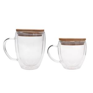 China High Borosilicate Glass Double Insulated Coffee Cups With Handles wholesale