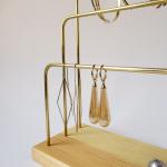 Brass Wood Earring Display Racks / Jewelry Display Organizer Lightweight