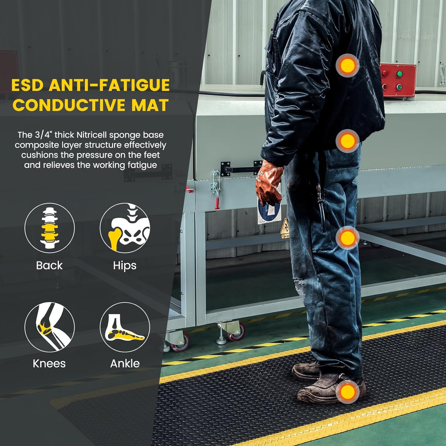 Custom ESD Anti-Fatigue Floor Mat PVC EVA Foam Conductive Rubber