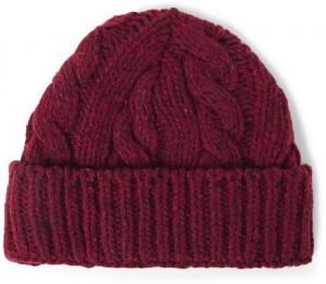 China Cable Burgundy Knitted Beanie Hat Made In China Winter Hat on sale