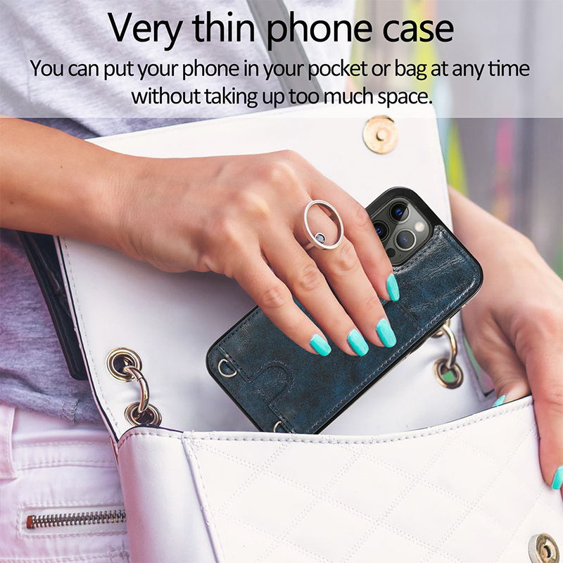 Men's Crossbody Leather Case for iPhone 12 Pro Max Shockproof and Functional Design