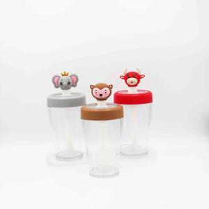 China 430ml Straw Plastic Water Bottle With Cartoon Monkey Stopper wholesale