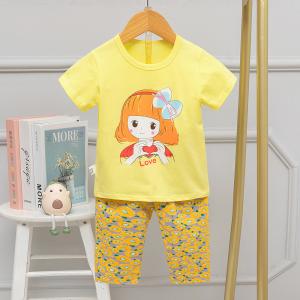 China Boys And Girls Short Sleeved Capris Round Neck Night Suit Cotton On Childrens Pyjamas wholesale
